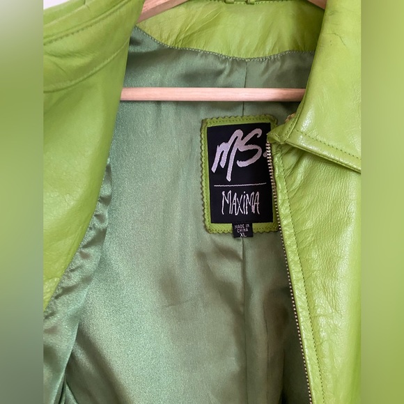 Vintage Lime Green Maxima Leather Skirt & Jacket Set - Picture 3 of 7